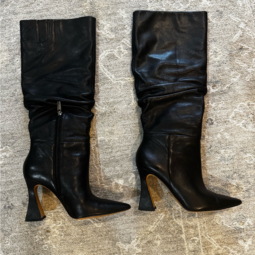 Vince Camuto Sleek Black Leather Heeled Boots